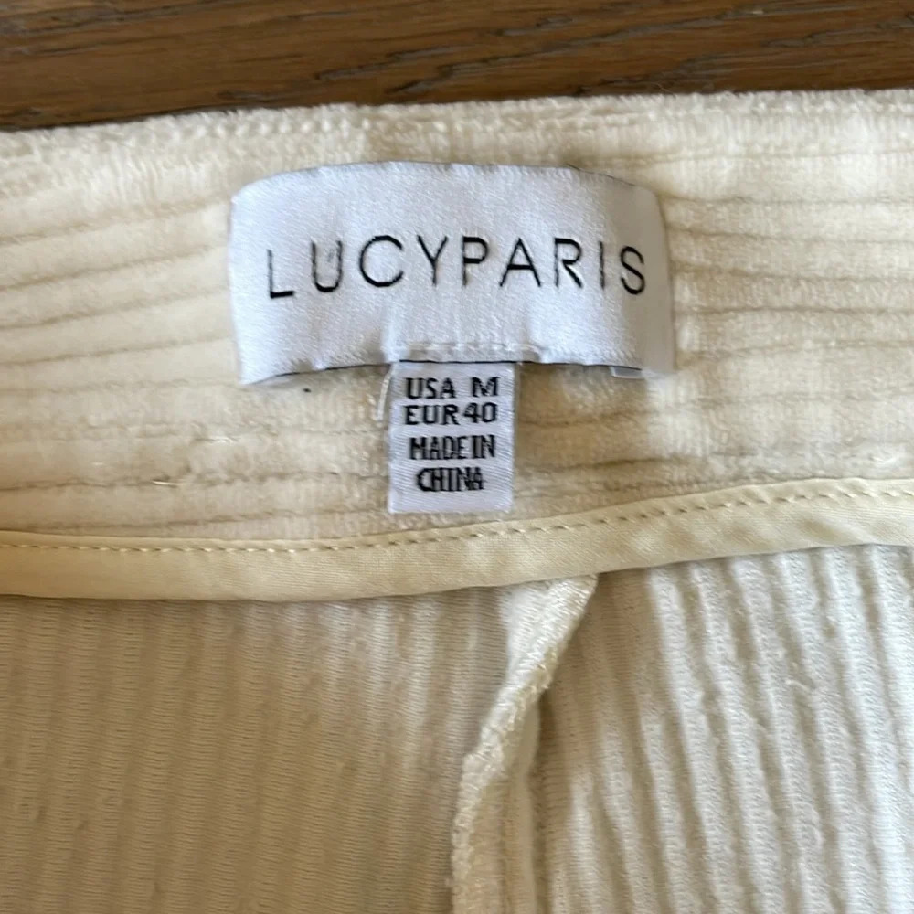 Lucy Paris Bruna Corduroy Pant Ivory Size Medium - Picture 6 of 11